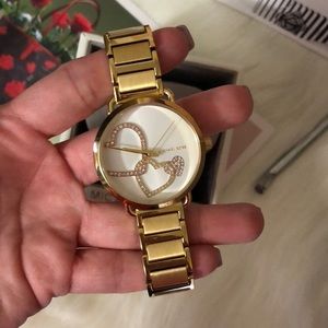 Michael Kors Womens Gold Hearts Watch 